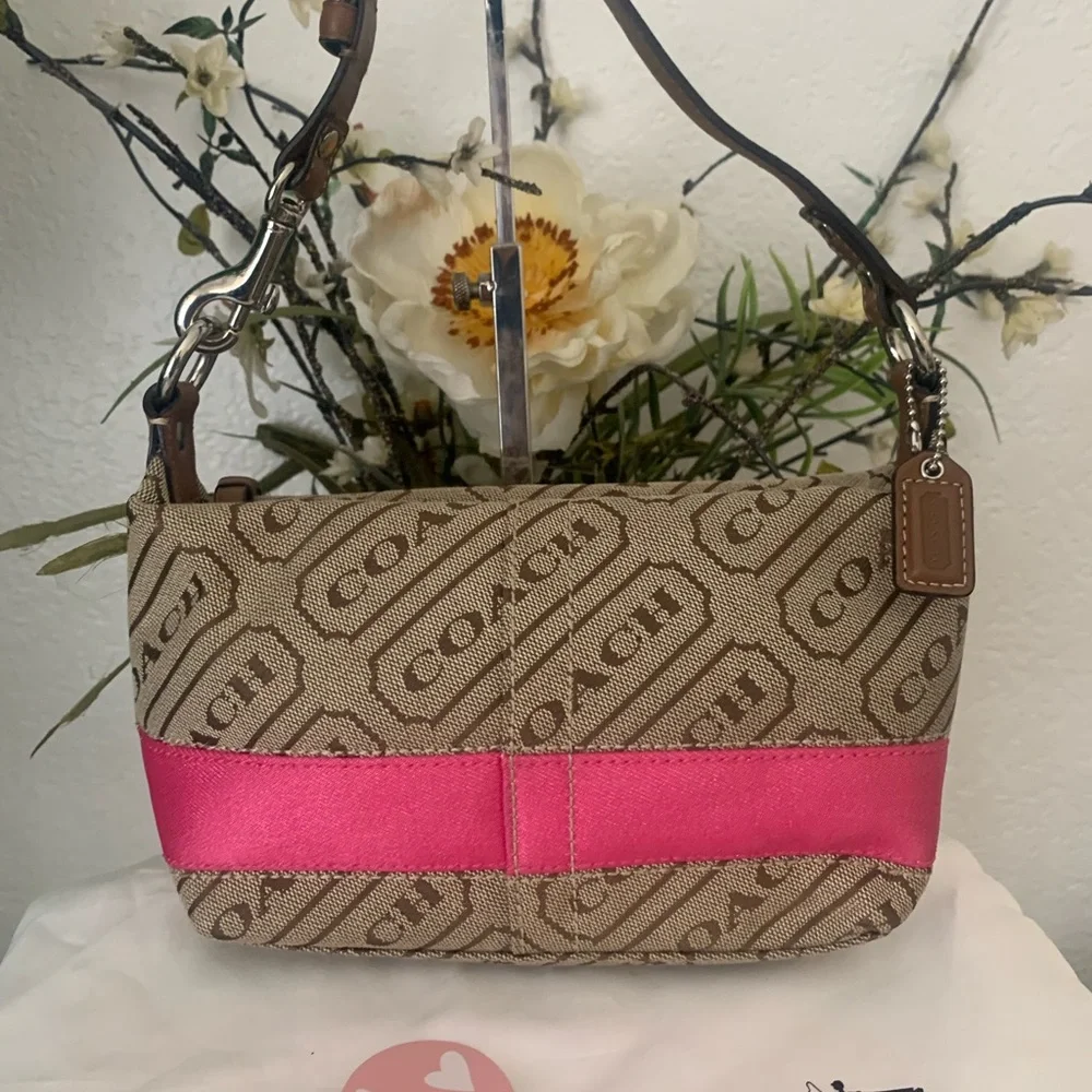 RARE Coach Signature Brown and Pink Women's Mini Bag